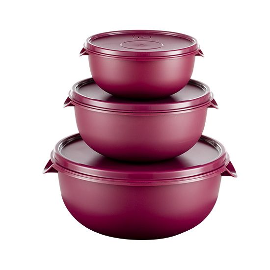 3pc Bowl Set & Lids - Cherry (1.25lt, 2.5lt, 5lt) - PS310X